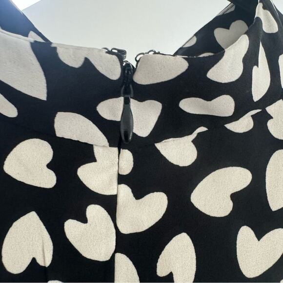 Ann Taylor Medium Knee Length Mock Neck Shift Dress Black and White Hearts - Picture 11 of 16